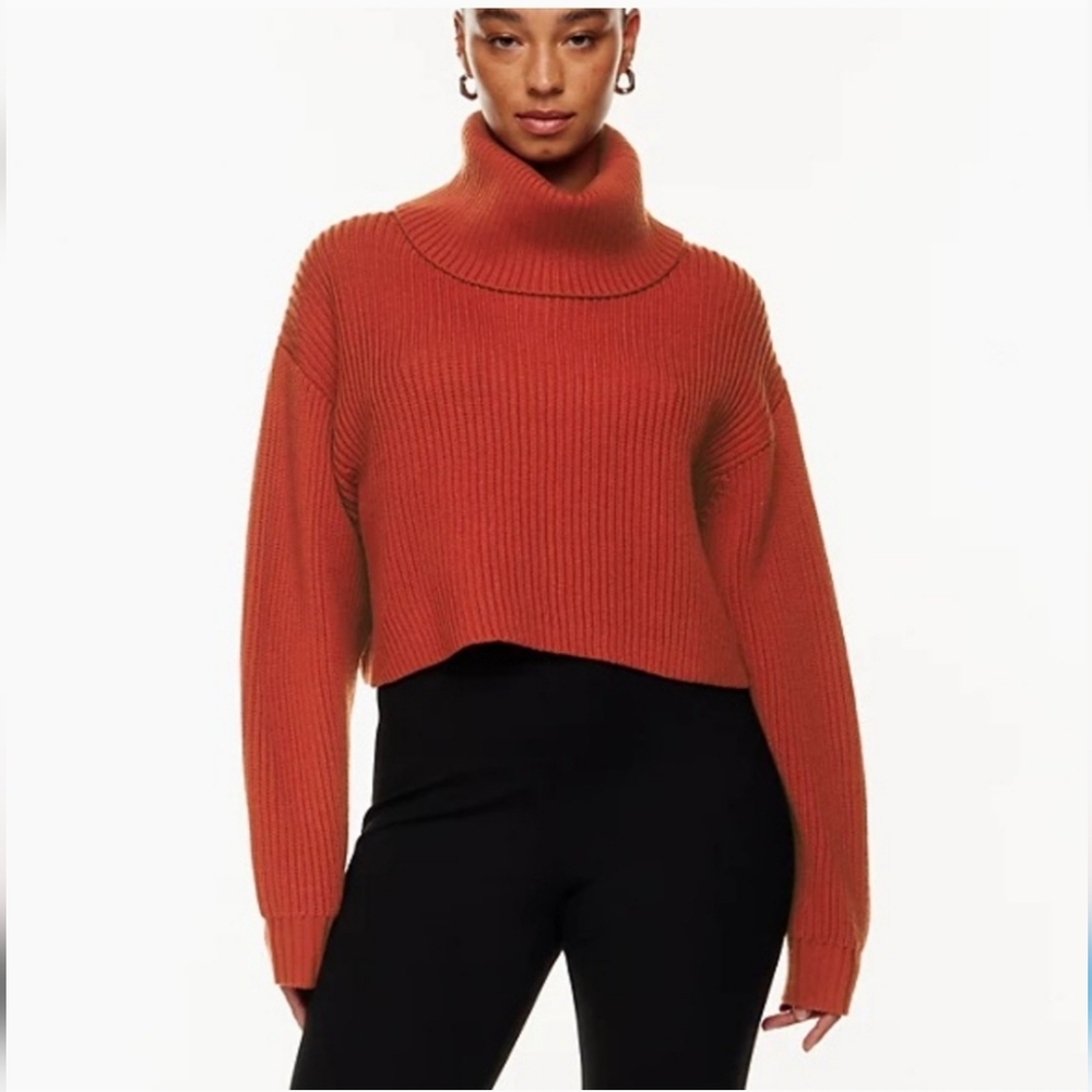 Babaton Size S Corsa Red Guell Wool Cropped Knit Sweater